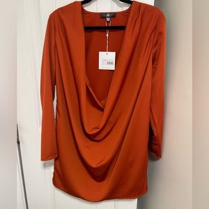 Missguided long sleeve satin cowl neck dress